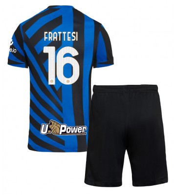 Inter Milan Davide Frattesi #16 Hemmakläder Barn 2024-25 Kortärmad (+ Korta byxor)